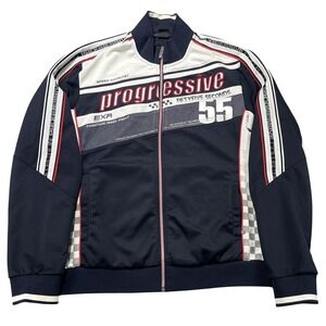 EXR Track Jacket Mens Medium Blue Progressive 55 Racing Full Zip Colorblock